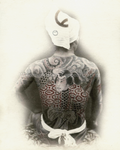 Japanese Man Elaborate Full Backpiece Tattoo Irezumi Art Vtg. Photo 19thC.