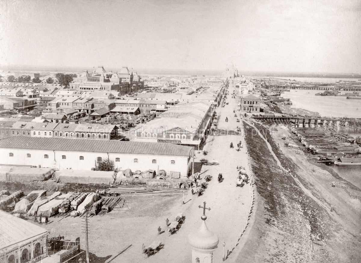 Russia Nizhny Novgorod Makaryev Fair Cityscape River Market Vtg. Photo 19thC.