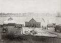 Milsons Point Sydney Harbour Ferry Wharf Steamboat Cityscape Vtg. Photo 20thC.