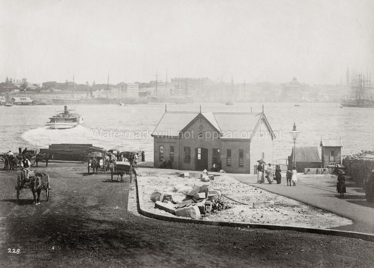 Milsons Point Sydney Harbour Ferry Wharf Steamboat Cityscape Vtg. Photo 20thC.