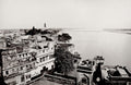Benares Varanasi Cityscape River Ganges Bridge of Boats India Vtg. Photo 19thC.