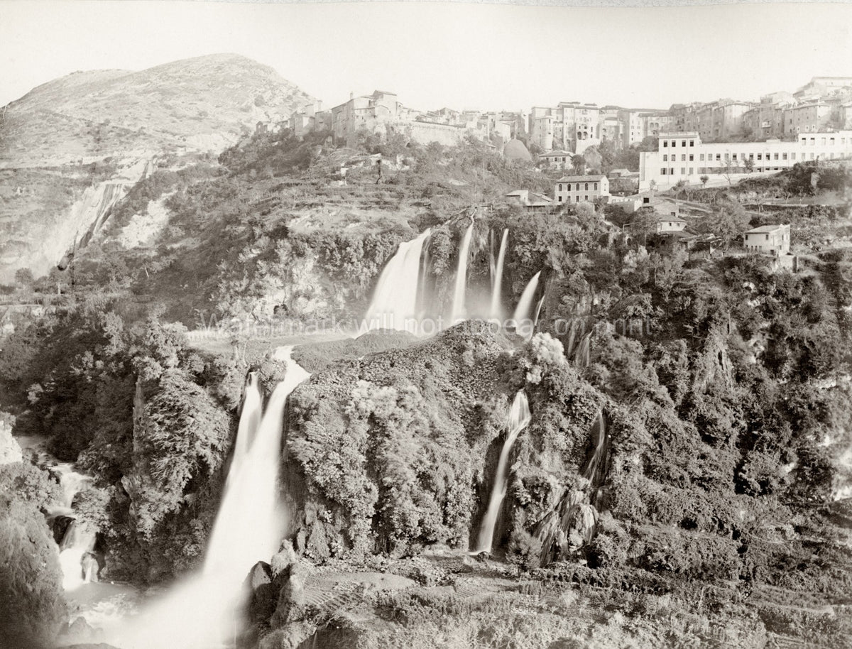 Tivoli Italy Waterfalls Rome Hillside Town Landscape Vtg. Photo 19thC.