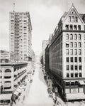 Seattle Cherry Street Cityscape Buildings Cars Pedestrians Vtg. Photo 20thC.
