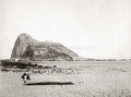 Rock Gibraltar Beach Bay Ships Child Landscape Vtg. Photo 19thC.