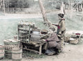 Japan Wayside Food Stall Women Kimono Cooking Tea Street Vtg. Photo 19thC.
