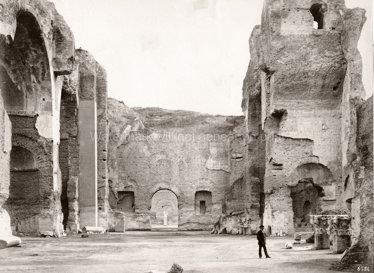 Rome Italy Baths Caracalla Ancient Roman Ruins Architecture Vtg. Photo 19thC.