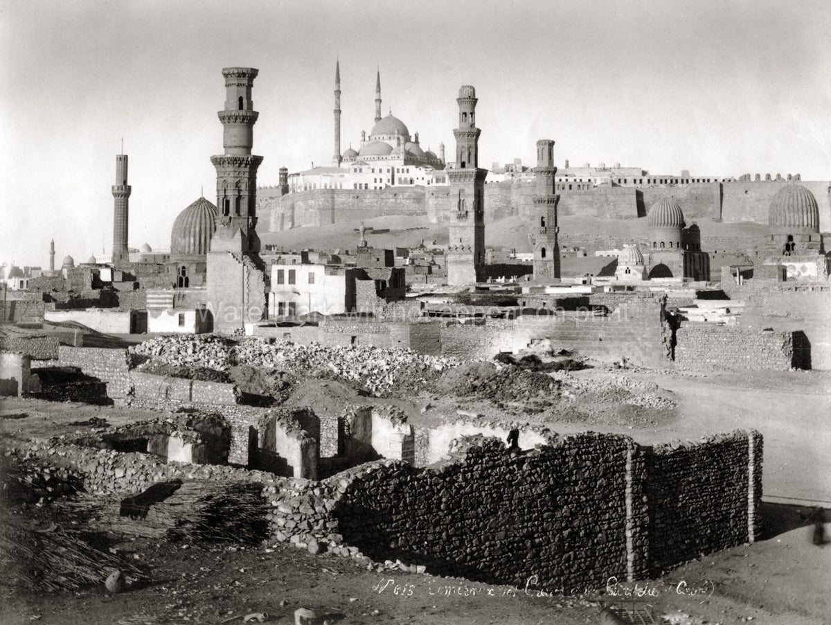 Tombs Caliphs Cairo Egypt Citadel Mosque Minarets Vtg. Photo 19thC.