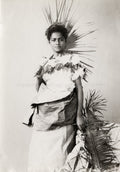 Pacific Islands Fiji Tahiti Woman Traditional Dress Palm Vtg. Photo 19thC.