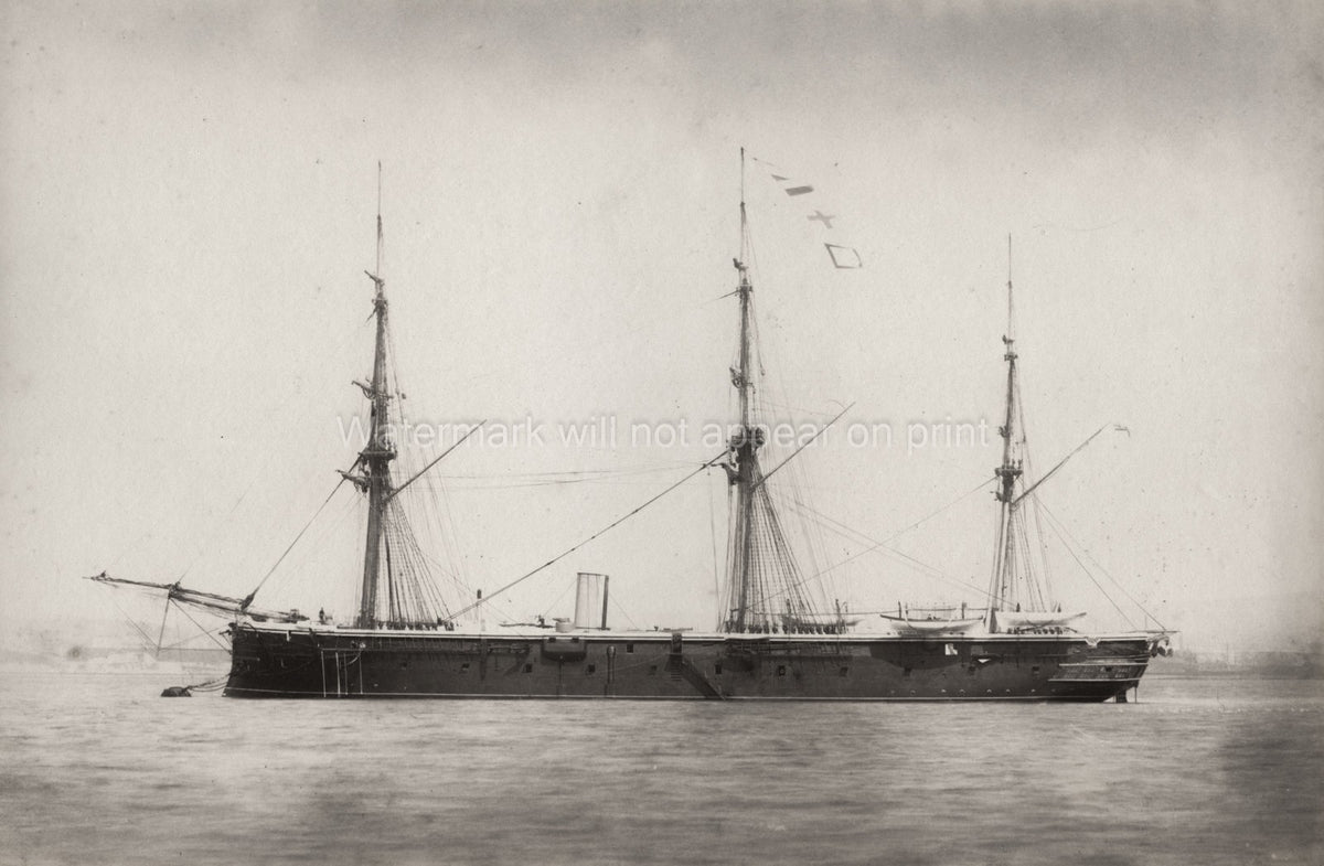 HMS Defence Armoured Frigate Royal Navy Warship Ship Anchor Vtg. Photo 19thC.