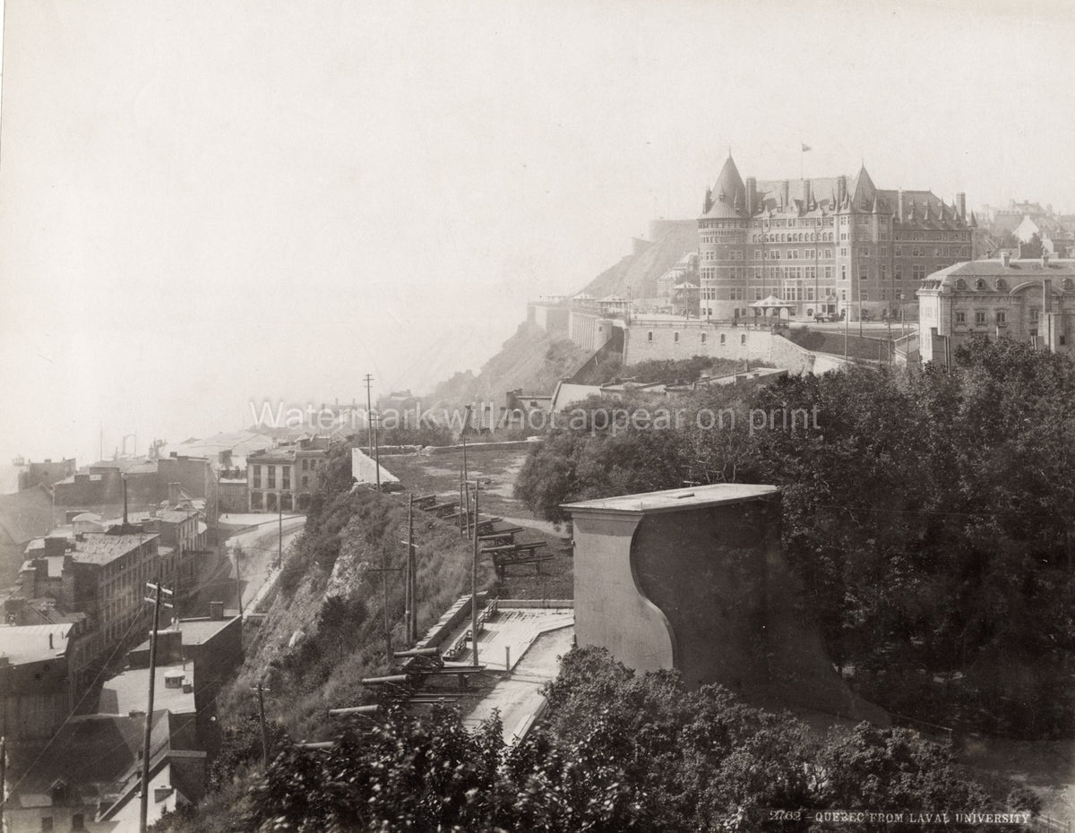 Quebec City View Laval University Chteau Frontenac Cannons Vtg. Photo 19thC.
