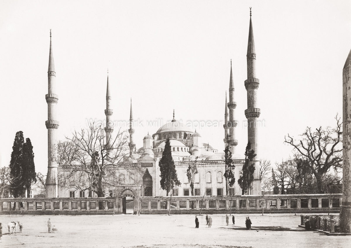 Sultan Ahmed Blue Mosque Istanbul Constantinople Ottoman Vtg. Photo 19thC.