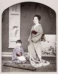 Japanese Woman Child Kimono Geisha Koto Music Traditional Vtg. Photo 19thC.