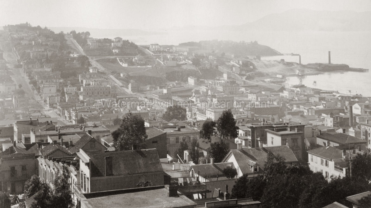 San Francisco California Cityscape View Hills Bay Waterfront Vtg. Photo 19thC.