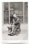 Disabled Man In Victorian Wheelchair Outdoor Portrait Top Hat Vtg. Photo 19thC.