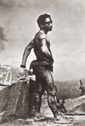 Marquesan Man Heavily Tattooed Indigenous Warrior Portrait Vtg. Photo 19thC.