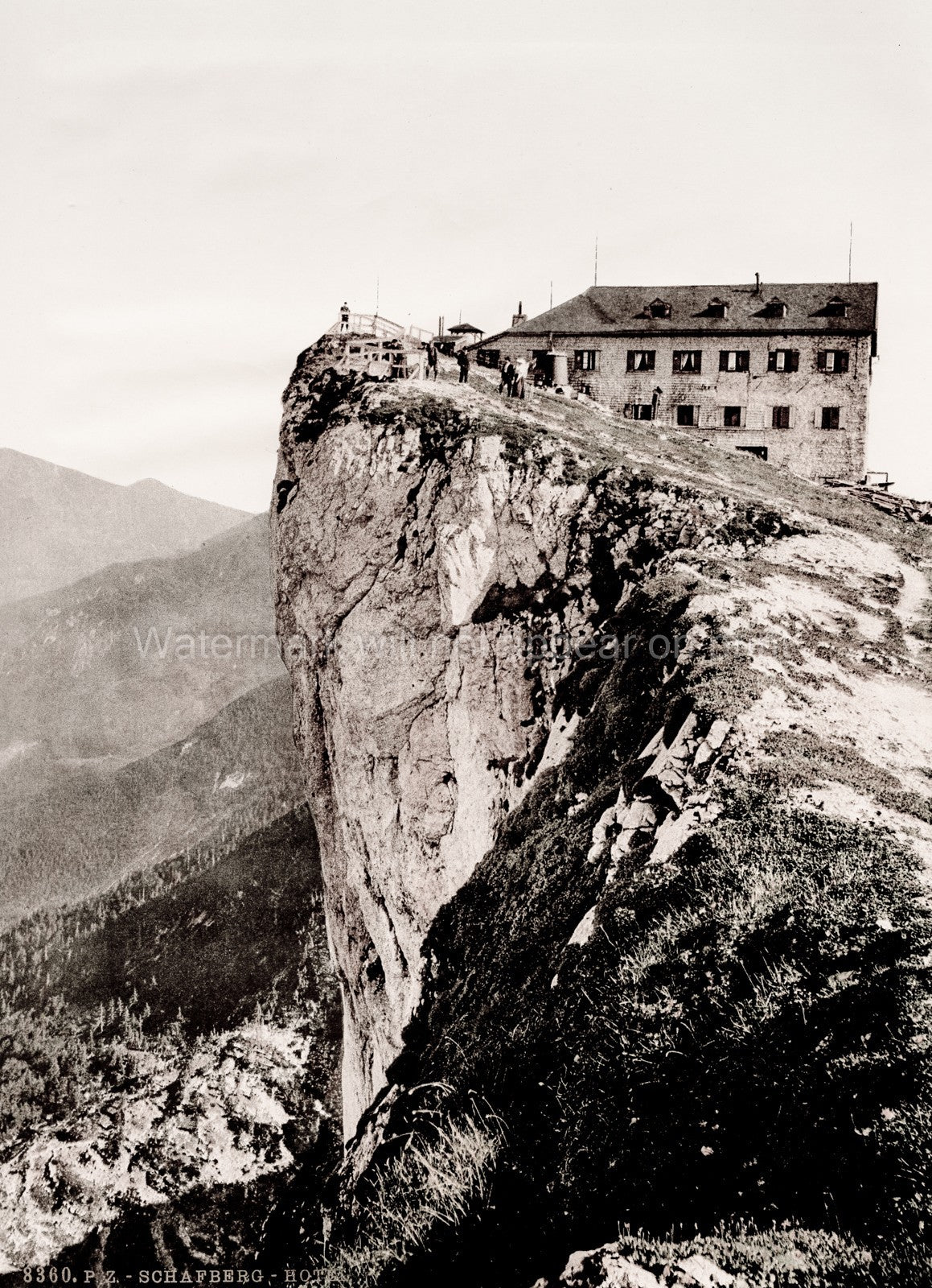 Hotel Schafbergspitze Schafberg Austria Mountain Summit Cliff Vtg. Photo 19thC.