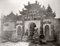 China Temple Facade Guardian Lions Ornate Gate Architecture Vtg. Photo 19thC.
