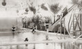 France Indoor Swimming Pool Bathers Men Swimsuits Slide Fun Vtg. Photo 19thC.