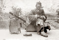 China Chinese Street Vendor Cobbler Mending Shoe Working Man Vtg. Photo 19thC.