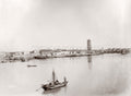 Wuhu China Yangtze River Boats Pagoda Waterfront Cityscape Vtg. Photo 19thC.