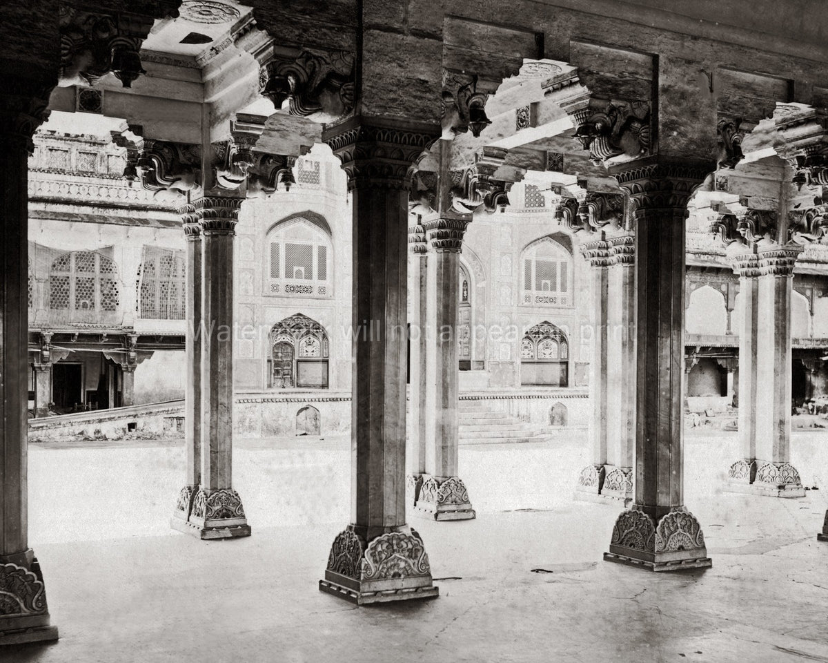 Fatehpur Sikri India Diwan-i-Khas Pillars Mughal Architecture Vtg. Photo 19thC.
