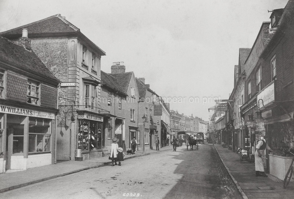 Guildford Street Chertsey Surrey Edwardian Town Scene Shops Vtg. Photo 19thC.