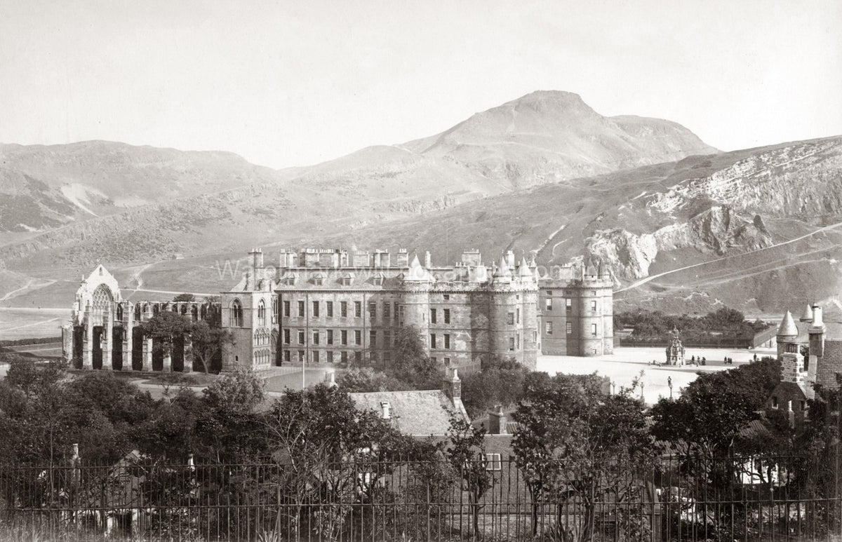 Scotland Palace Holyrood Edinburgh Abbey Ruins Arthur's Seat Vtg. Photo 19thC.