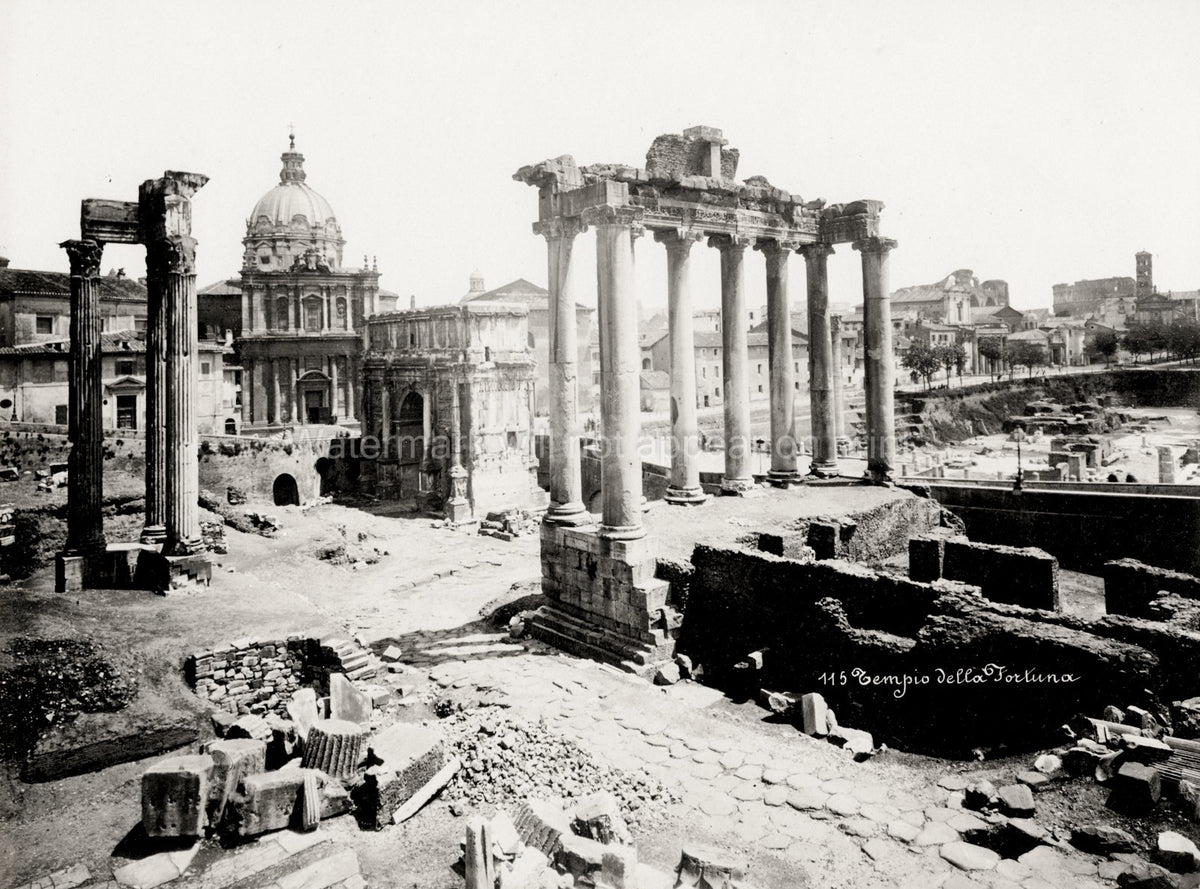 Rome Italy Roman Forum Ruins Columns Temple Architecture Vtg. Photo 19thC.