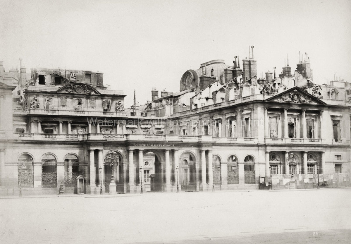 Paris Ruins Franco-Prussian War Commune Destruction Vtg. Photo 19thC.