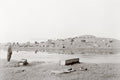 China Graveyard Cemetery Coffins Ground Burial Man Rural Vtg. Photo 19thC.