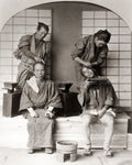 Japan Barbers Work Shaving Men's Chonmage Hairstyle Kimono Vtg. Photo 19thC.