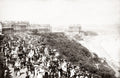 Yorkshire Scarborough Seafront Promenade Crowd Victorian Vtg. Photo 19thC.