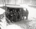 WW1 France Divisional Canteen Soldiers Snow Winter Army Military Vtg. Photo