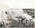 Fire Aircraft Carrier Flight Deck Sailors Fighting Blaze Vtg. Photo WW2
