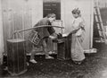 Japan Street Vendor Man Woman Traditional Dress Kimono Yoke Vtg. Photo 19thC.