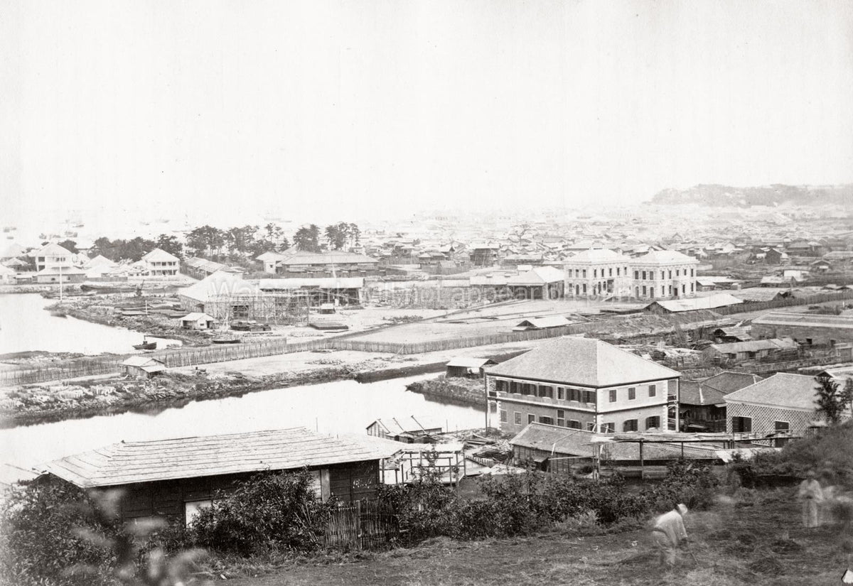 Yokohama Japan Railway Station Cityscape Waterfront Port Vtg. Photo 19thC.