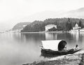 Italian Lakes Italy Boatman Boat Villa Landscape Scenery Vtg. Photo 19thC.