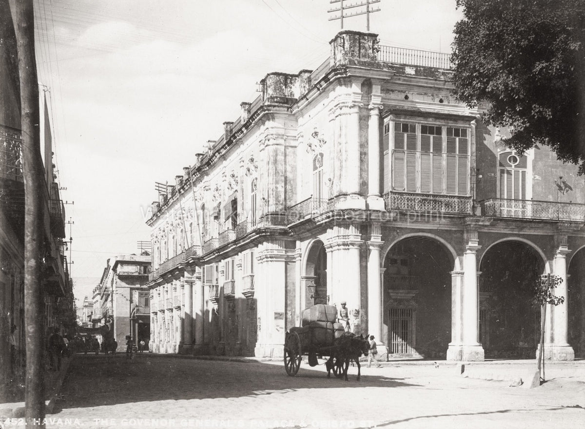 Havana Cuba Governor's Palace Colonial Architecture Cart Vtg. Photo 19thC.