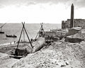 Egypt Moving Cleopatra's Needle Barge Obelisk Engineering Vtg. Photo 19thC.