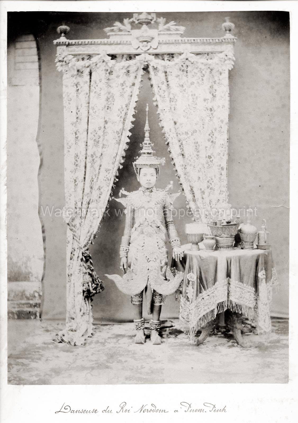 Cambodia Royal Dancer King Norodom Pnom Penh Traditional Vtg. Photo 19thC.
