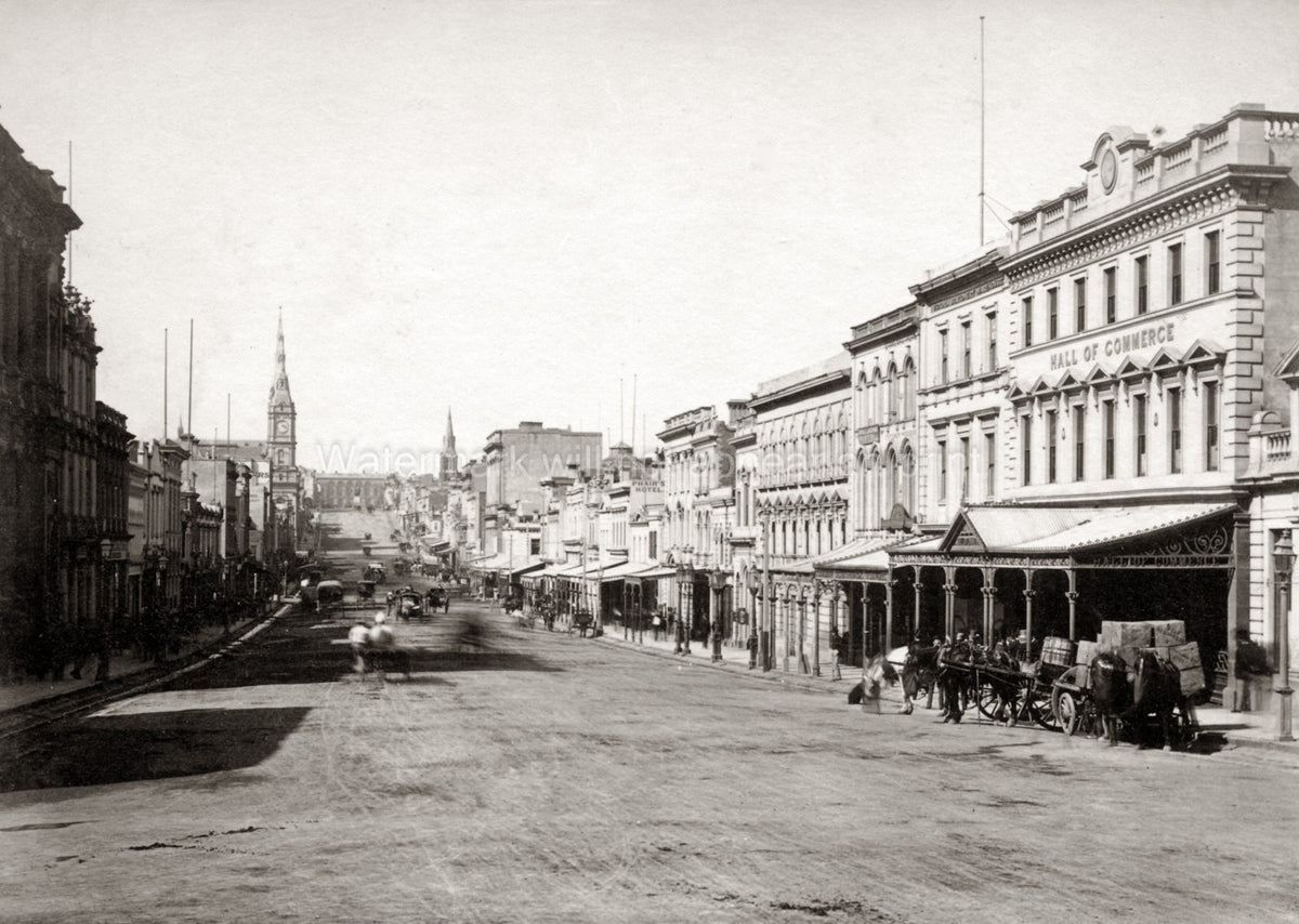 Collins Street Melbourne Australia Cityscape Architecture Vtg. Photo 19thC.