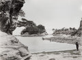 Japan Coastal Fishing Village Fishermen Boats Thatched Houses Vtg. Photo 19thC.