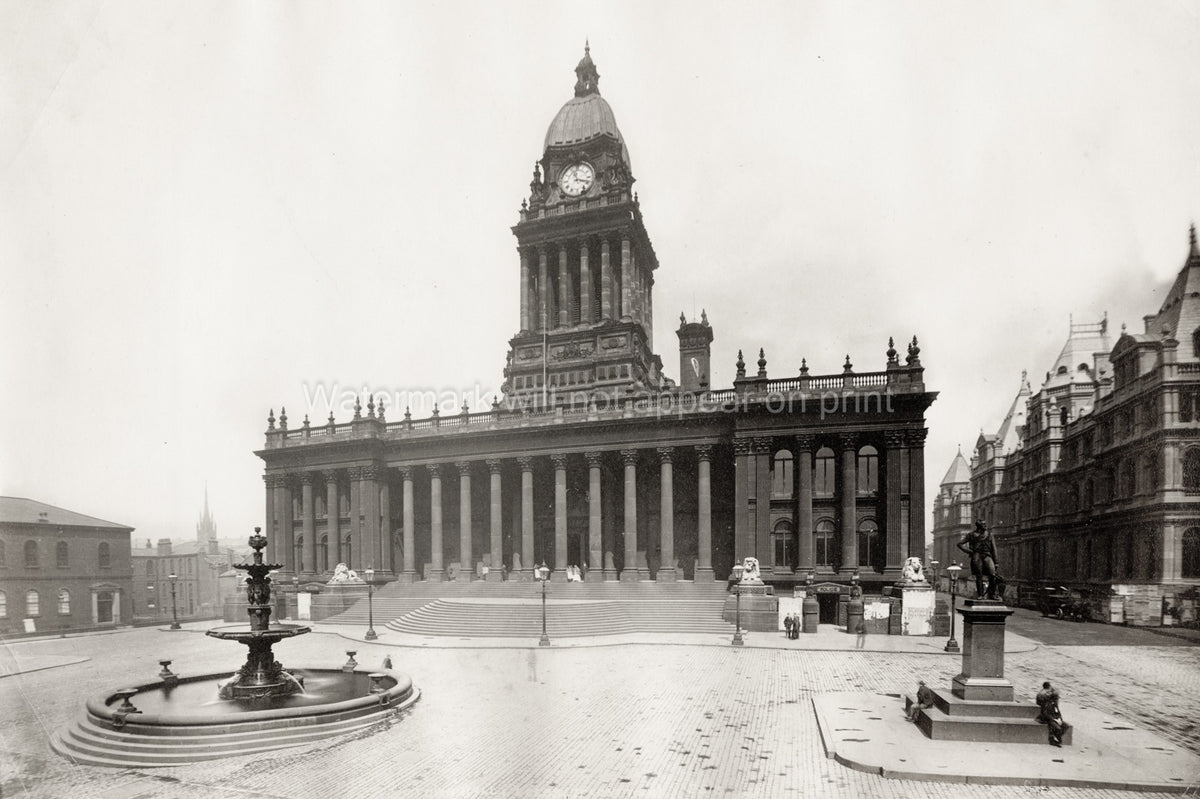 Leeds Town Hall England Civic Architecture Clock Tower Vtg. Photo 19thC.