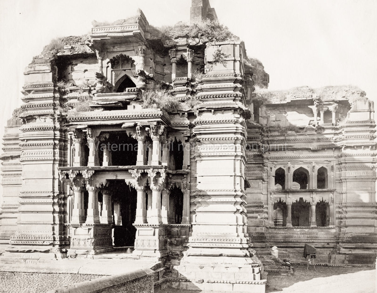 Vrindaban India Hindu Temple Bindrabund Ornate Stone Ruins Vtg. Photo 19thC.