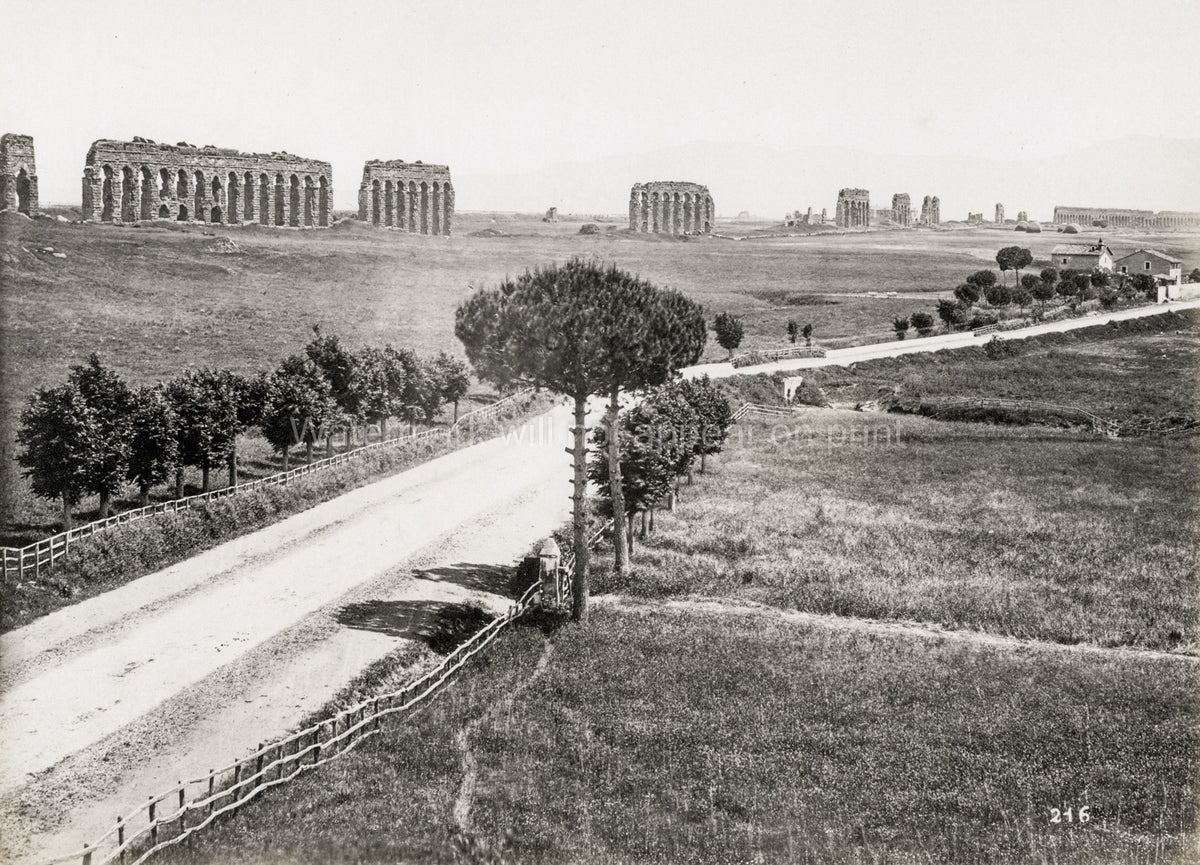 Rome Italy Appian Way Ancient Roman Aqueduct Ruins Landscape Vtg. Photo 19thC.