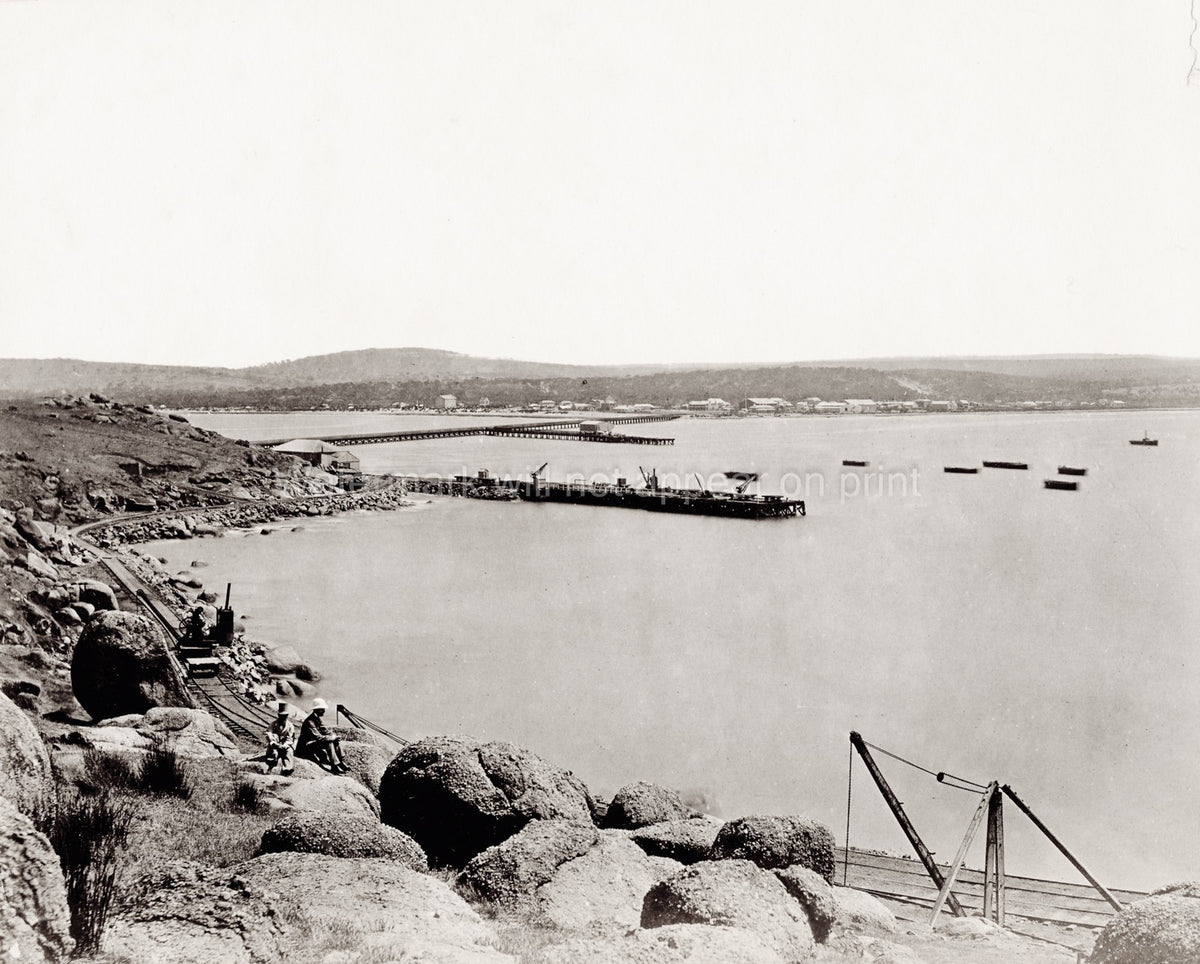 Port Victor South Australia Harbour Dock Jetties Railway Vtg. Photo 19thC.