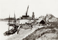 Trier Germany Alter Krahnen Moselle River Boats Stonemason Vtg. Photo 19thC.
