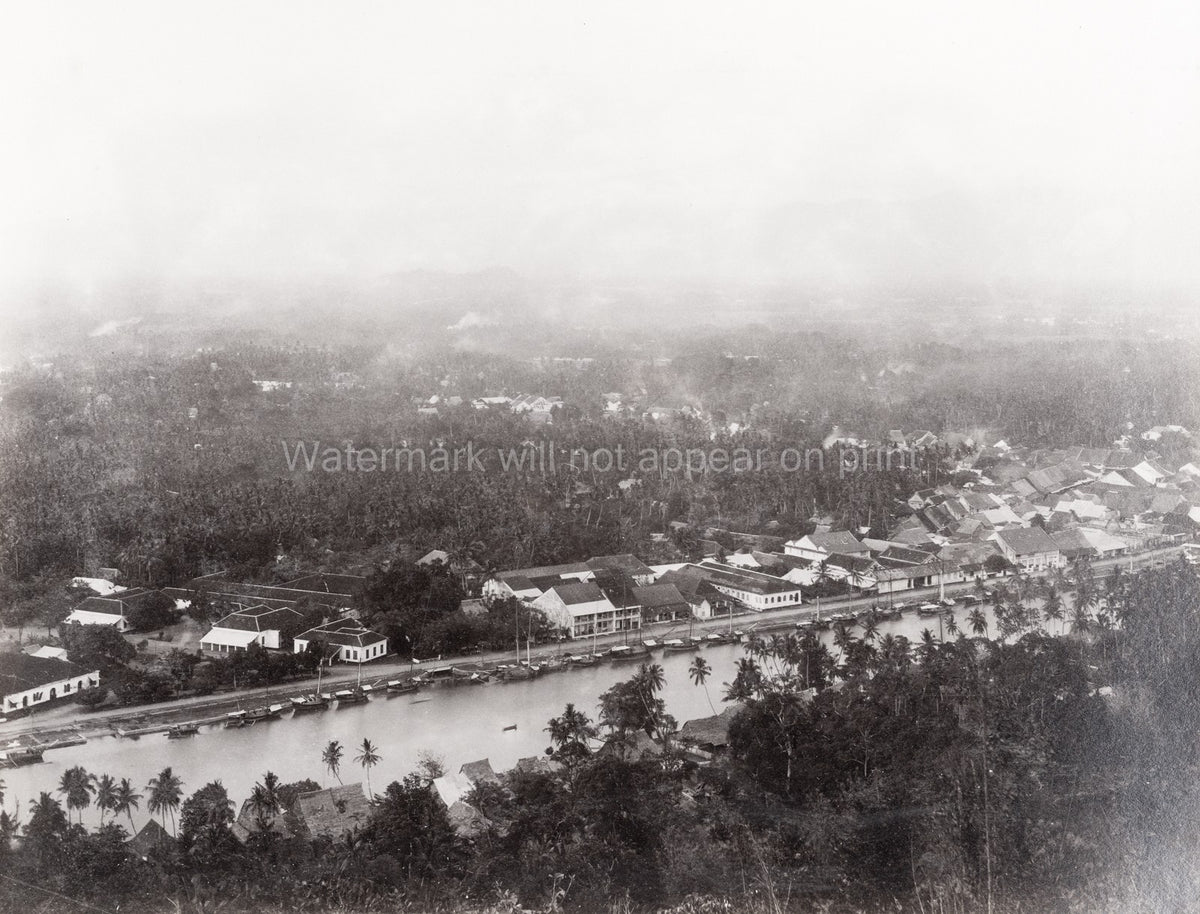 Dutch East Indies Batavia Jakarta River View Boats Canal Vtg. Photo 19thC.