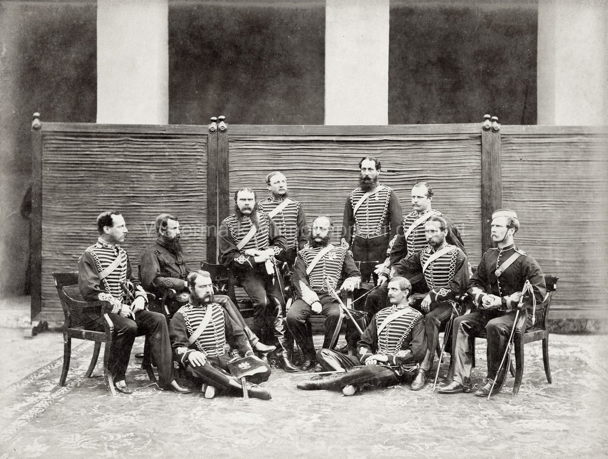 Peshawar India Royal Horse Artillery Officers Group Portrait Vtg. Photo 19thC.
