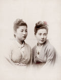 Young Japanese Women Traditional Kimono Hairstyle Studio Vtg. Photo 19thC.